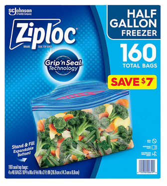 Ziploc Half Gallon Freezer Bags, 160 ct.