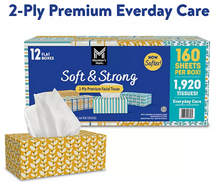 MemberÕs Mark 2-Ply Facial Tissues, Flat Boxes (160 tissues/box, 12 boxes)