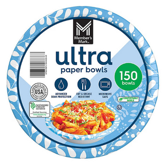 Member's Mark Ultra Soup/Salad Paper Bowls 20 oz., 150 ct.