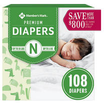 Member's Mark Premium Baby Diapers (Sizes: Newborn - 7)