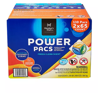 Member's Mark Laundry Detergent Power Pacs, Fresh Clean Scent (130 ct.)