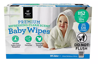 Member's Mark Premium Refreshing Clean Scented Baby Wipes, 12 Packs 1152 ct.