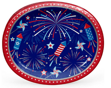 Member's Mark 4th of July Fireworks and Rockets Oval Plates, 10" x 12", 50 ct.