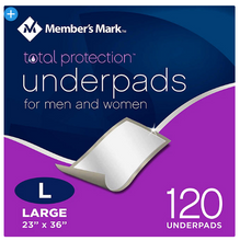 Member's Mark Total Protection Underpads Large, 23" x 36", 120 ct