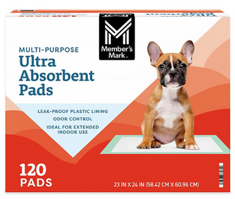 Member's Mark Multipurpose Ultra Absorbent Training Pads, 23" x 24", 120 ct.