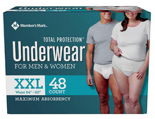 Member's Mark Total Protection Incontinence Underwear for Men and Women, Size - XXL, 48 ct.