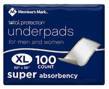 Member's Mark Total Protection Underpads Extra-Large, 30" x 36" 100 ct.