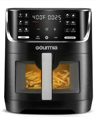 Gourmia 8 Qt Digital Window Air Fryer with 12 One-Touch Presets, GAF824, New