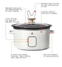 Beautiful 6 Qt Programmable Slow Cooker, White Icing by Drew Barrymore