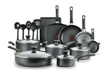 T-fal Easy Care, 20 Piece Non-Stick Pots and Pans Cookware Set, Grey
