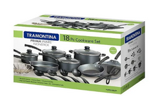 Tramontina Primaware 18 Piece Non-stick Cookware Set, Steel Gray