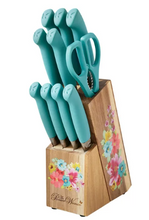 The Pioneer Woman Breezy Blossoms 11-Piece Stainless Steel Knife Block Set, Teal