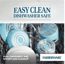 Farberware Easy Clean 20 Piece Aluminum Nonstick Pots and Pans Set, Aqua