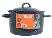 Imusa Blue Speckled Enamel Stock Pot 6 Quart, Blue