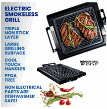 Granite Stone Indoor Nonstick Electric Smoke-Less Grill with Cool-Touch Handles and Adjustable Temperature Dial Ð Black, 16" x 14Ó