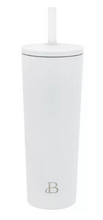 Beautiful 24oz No Drippy Sippy Stainless Steel Tumbler With Straw, White