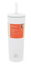Beautiful 24oz No Drippy Sippy Stainless Steel Tumbler With Straw, White