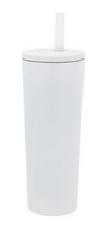 Beautiful 24oz No Drippy Sippy Stainless Steel Tumbler With Straw, White