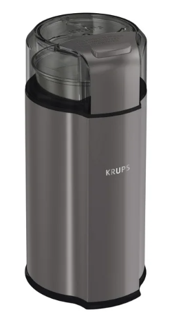 KRUPS Silent Vortex Electric Coffee and Spice Blade Grinder,Grey with removable Stainless Steel Grinder Bowl