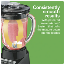 Hamilton Beach Wave Action Blender for Shakes and Smoothies, 48 oz. capacity, Glass Jar, Black, 53521