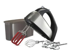 Hamilton Beach SoftScrape 6 Speed Hand Mixer with Snap-On Case, 5 Dishwasher Safe Attachments, 300 Watts Peak Power, Stainless Steel, 62637