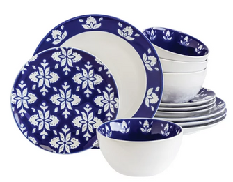 Sofia Home 12 Piece Indigo Stoneware Dinnerware Set by Sofia Vergara