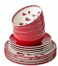 Sofia Home Red 12 Piece Stoneware Dinnerware Set