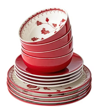 Sofia Home Red 12 Piece Stoneware Dinnerware Set