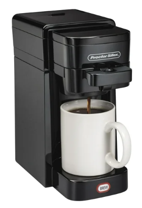 Proctor-Silex 49961 Single Serve Ground & Single Serve Pod Coffee Maker, Black