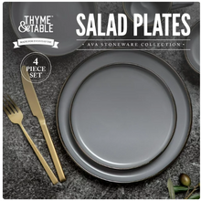 Thyme & Table Dinnerware Gray Ava Stoneware Salad Round Plates, 4 Pack