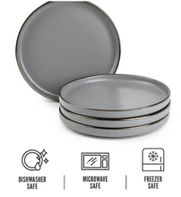 Thyme & Table Dinnerware Gray Ava Stoneware Salad Round Plates, 4 Pack