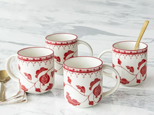 Sofia Home Red Set of 4 Stoneware Mugs