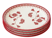 Sofia Home Red Set of 4 Round Stoneware Dinner Plates