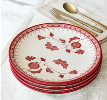 Sofia Home Red Set of 4 Round Stoneware Dinner Plates