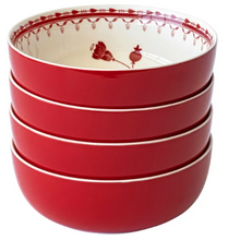 Sofia Home Red Set of 4 Stoneware Dinner Bowls