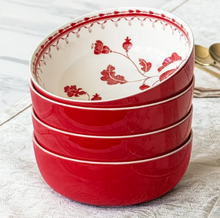 Sofia Home Red Set of 4 Stoneware Dinner Bowls