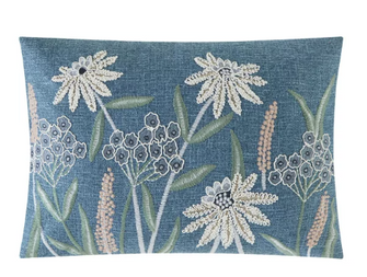 Mainstays Chambray Embroidered Botanical Decorative Pillow 14" x 20"