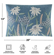 Mainstays Chambray Embroidered Botanical Decorative Pillow 14" x 20"