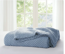 My Texas House Harper Blue Acrylic Chunky Sweater Knit Oversize Bed Blanket