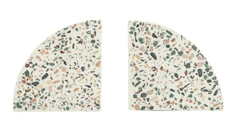 Genuine Cement Cast Terrazzo 4.3" 2 Pc Set Modern Design Tabletop Bookends