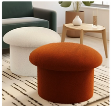 Mainstays Boucle Mushroom Upholstered Storage Ottoman, Cream