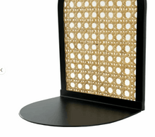 Arched Black Metal and Natural Rattan Indoor Tabletop Bookends