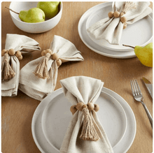 Better Homes & Garden Wood Bead and Tassel Napkin Rings, Natural, 2.5"W x 6"L, 4 Pieces