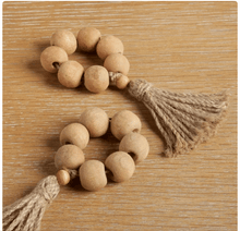 Better Homes & Garden Wood Bead and Tassel Napkin Rings, Natural, 2.5"W x 6"L, 4 Pieces