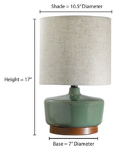 Better Homes & Gardens 17" Tall Modern Mid-Century Ceramic Table Lamp with Wood Base