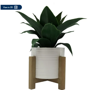 Better Homes & Gardens 10" Artificial Agave Plant in White Ceramic Pot with Wood Stand