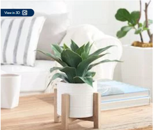 Better Homes & Gardens 10" Artificial Agave Plant in White Ceramic Pot with Wood Stand