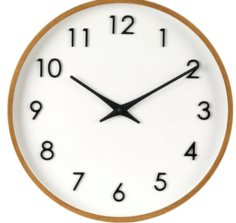 Better Homes & Garden Round Indoor 20" Modern Mid-Tone Wood Finish Plastic Frame Analog Wall Clock