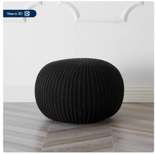 Urban Shop Round Knit Pouf, Black