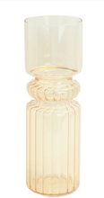 Iridescent Yellow Fluted 9.7" Indoor Tabletop Glass Vase